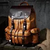 Backpack Soft Genuine Cow Leather Drawstring Bag Luxury Mens Laptop Travel Day Pack Large Capacity Handmade Mochila Sac