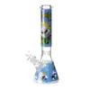 Hookahs Glass Bong 14 tum Bägare bongs med honungskaka raka 7 mm tjocka vattenrör dabbar rigg med 14 mm skål