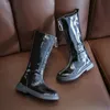 Boots Girls Knee-High Princess Tall Boots Boots High Kids Shoes طالب مقاوم للماء Net Net Lecquer Leather Boots 231013