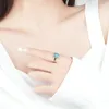 Cluster Rings S925 Sterling Silver Square Blue Flower Cut Zircon Ring Women's Luxury Fashion Personality European och