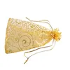 100 pcs / lot or champagne cils organza faveur sacs à cordon 4 tailles bijoux de mariage emballage pochettes jolis sacs cadeaux usine253o