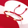 Brazalete 2023 Pulsera clásica chapada en oro de 24 quilates Charm Dorado Cuerda roja Brazalete Pulsera para mujeres Hombres Chica Joyería premium ajustable