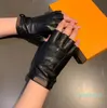 Stylish Fingerless Mitt Gloves Läder Korta motorcykelhandskar Kashmirfoder Kvinnor Plus Velvet tjock handske