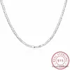 8 maten beschikbaar Echt 925 Sterling Zilver 4MM Figaro Ketting Dames Heren Kinderen 40 45 50 60 75cm Sieraden kolye collares234Q