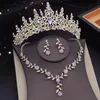 Bröllopsmycken set underbara kristalltiaras brud för kvinnor kronblomma choker halsband bruddräkt set 231013