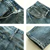 Jeans da uomo Primavera Autunno Retro Distressed Casual Tinta unita All-match Multi tasche Pantaloni per il tempo libero Pantaloni lavati larghi alla moda