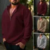 Hoodies masculinos pulôver camisola roupas masculinas elegantes meio zíper velo quente casual na moda outono/inverno para à prova de frio