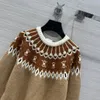 Design Jacquard Knit Pullover Wool Sweater Women's Sweaters Brown Khaki Beige Jumper