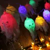 Decoraciones de Halloween de 98,43 pulgadas, linternas LED, luces de atmósfera intermitentes, luces de cadena con batería de calavera fantasma para Festival de fantasmas
