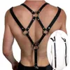 Fetish Uomo Cinture in pelle Cinture regolabili BDSM Gay Body Lingerie Bondage Bretelle Cintura Rave Top esotici Abbigliamento Reggiseni Set240h