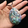 Pendant Necklaces Natural Abalone Shell Necklace Egg Shape For Woman Gift Length 55 5cm Size 40x60mm