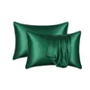 2pcs/lots Queen Simulated Silk Pillowcase 100% Polyester Satin Pillowcase Simple Style Solid Color Envelope Closure Soft Breathable Smooth Pillow Cases