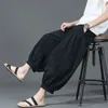 メンズパンツ2023夏の薄いスタイルファッションビンテージハイウエストポケットゆるいリラックスした特大のストレートレッグワイドランタン