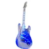 Guitare électrique acrylique ST de haute qualité avec lumière LED bleue