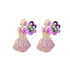 Stud Earrings Korean Version Trend Metal Crystal Bouquet Women's Birthday Party Creative Jewelry Charm Accessories