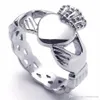 Fashion Stainless Steel Band Claddagh Heart Crown Love Mens Womens Ring Gold Size 6 7 8 9 10 11 12 13239G
