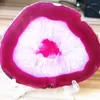 Dekoratif figürinler 85-90mm gül agate doğal benzersiz kuvars kristal druzy kaya ince dilim.