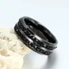 Set di anelli moda per uomo e donna con diamante in acciaio al titanio nero 8 mm misura 7-132932