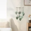 Folhas de suspensão de parede de macrame, decoração de parede boho, folhas tecidas de penas, decoração de borlas, arte de parede de penas de folha artesanal 1221707