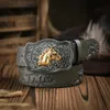 Belts Western Cowboy Leather Buckle Belts Horse Pattern Floral Engraved Buckle Belt for Men 231013