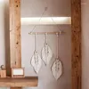 Tapisseries murales en macramé suspendues, tapisserie Boho avec glands de feuilles, cordon en coton, Art pour appartement, chambre à coucher, salon, Beige