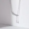 Chaînes Y2K Mode Gland Zircon Feuille Goutte D'eau Charme Pendentif Collier Pour Femmes Egirl Clavicule Chaîne Esthétique Bijoux Cadeaux E029