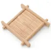 Cups Saucers Natural 6pc Bamboo Wood Trays For Tea 7cm Creative Chinese Word Jing Concave Cup Mat