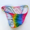 Onderbroek Heren String Bikini Streep Jersey Nylon Spandex G3774 Smalle Taille Regenboogkleuren Badpak Fabric2764