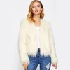 Damen Pelz Kunstpelz Furry Pelzmantel Frauen Flauschig Warm Langarm Oberbekleidung Herbst Winter Mantel Jacke Haariger Kragenloser Mantel 231013