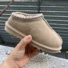 Tasman Snowboots voor kinderen Klassieke Australische Designer Tasman-pantoffels Platte muiltjes Echt leer met elastische band Bontslippers voor baby Kastanje Mosterdzaad