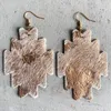 Dangle Earrings Cowhide Leopard Leather Drop Aztec