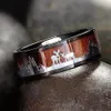 Black Tungsten Hunting Ring Wood Inlay Deer Stag Silhouette Ring Mens Wedding Band wedding ring size 6-132200