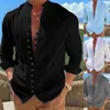 Magliette da uomo vestono la parte superiore della camicia da vacanza in spiaggia Polsini da uomo con bottoni e colletto rialzato da uomo in velluto a coste formale