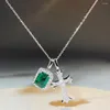 Pendentifs Collier avec pendentif croix en zircone cubique vert scintillant pour femmes, gothique en argent 925 avec chaîne, bijoux de cou rétro