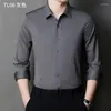 Camisas de vestido masculinas Yideep Sea 2023 Primavera High-End Não-Engomar Sem Costura Camisa de mangas compridas Alta Elastic Slim-Fit Cor Sólida