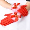 Santa Claus Festive Gloves White Fur Fancy Dress Party Short Red Santa Gloves Fancy Dress Christmas Costume Accessories