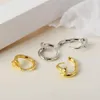 Hoop Huggie 2PCS REAL 925 STERLING SILVER NAIL SHAPE SmallEarrings Cute S Dypoallergenic Jewelry for Women 221111234V