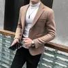 Herenpakken 2024 Winter Wollen Blazer Enkele Knop Toevallig Jasje Hoge Kwaliteit Zakelijke Jurk Jas Streetwear Sociale Kleding