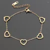 Link Bracelets Titanium Steel Jewelry Wholesale Letter 5 Heart Shaped Women's Foreign Trade Peach