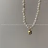 Colares de pingente elegante pérola natural frisado colar de ouro bola de água doce pérolas pescoço corrente para mulheres jóias de luxo