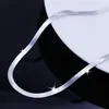 Collar de cadena de hueso de serpiente plana Unisex, gargantilla de hoja de 45cm y 50cm para mujeres y hombres, joyería de plata 925 SAN3249k, 2021