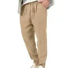 Pantalons pour hommes Hommes Cordon Taille Streetwear Couleur unie Pantalon décontracté avec jambe droite Poches de ceinture élastique pour tous les jours