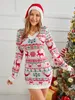 Sweaterjurken Lelijke kerstsweater Gebreide damessweater Jas Ronde hals Normale mouwen Slim Fit Kerstboom Elandenpatroon Casual Modieus Stijl S M L XL Maten