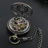 Kieszonkowe zegarki Vintage Pirate Ship Ster Mechanical Watch z łańcuchem FOB Roman Digital Dial Fashion Mode and Women's Gift