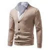 Erkek Sweaters Erkek İlkbahar Yaz Üstü Sıradan Sıradan Düz Renk Büyük Cep Örgü Haligan Kazak Ceket Gömlek