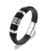 Mehrschichtiges geflochtenes Armband aus echtem Leder, Titan-Edelstahl, magnetische Schnalle, Armband, geflochtenes Armband, Schmuck Q0719278N