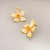 Pendientes de aro con diseño de flor de cobre para mujer, aretes de diseño lujoso, joyería dorada, accesorio de decoración, alta calidad