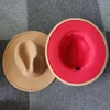 Exterior Camel interior almazuela roja fieltro sombrero Otoño Invierno lana Jazz Trilby Cap clásico europeo EE. UU. hombres mujeres Fedora Hats254S