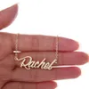 Custom Women 18k gold plated personalized Name Necklace Rachel Stainless Steel Personalized Pendant letters Nameplat255W