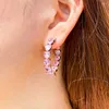 Boucles d'oreilles créoles de luxe en Zircon, cœur de pêche, cercle en forme de C, pierres d'amour, accessoire doux pour filles, fiançailles, noël